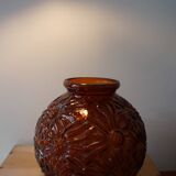 Art Deco pressed glass ball vase