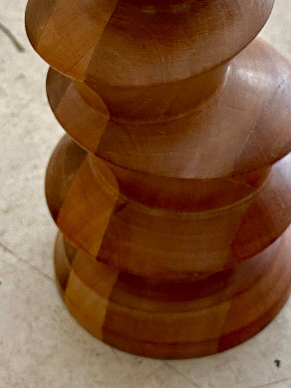 Turned wooden candle holder