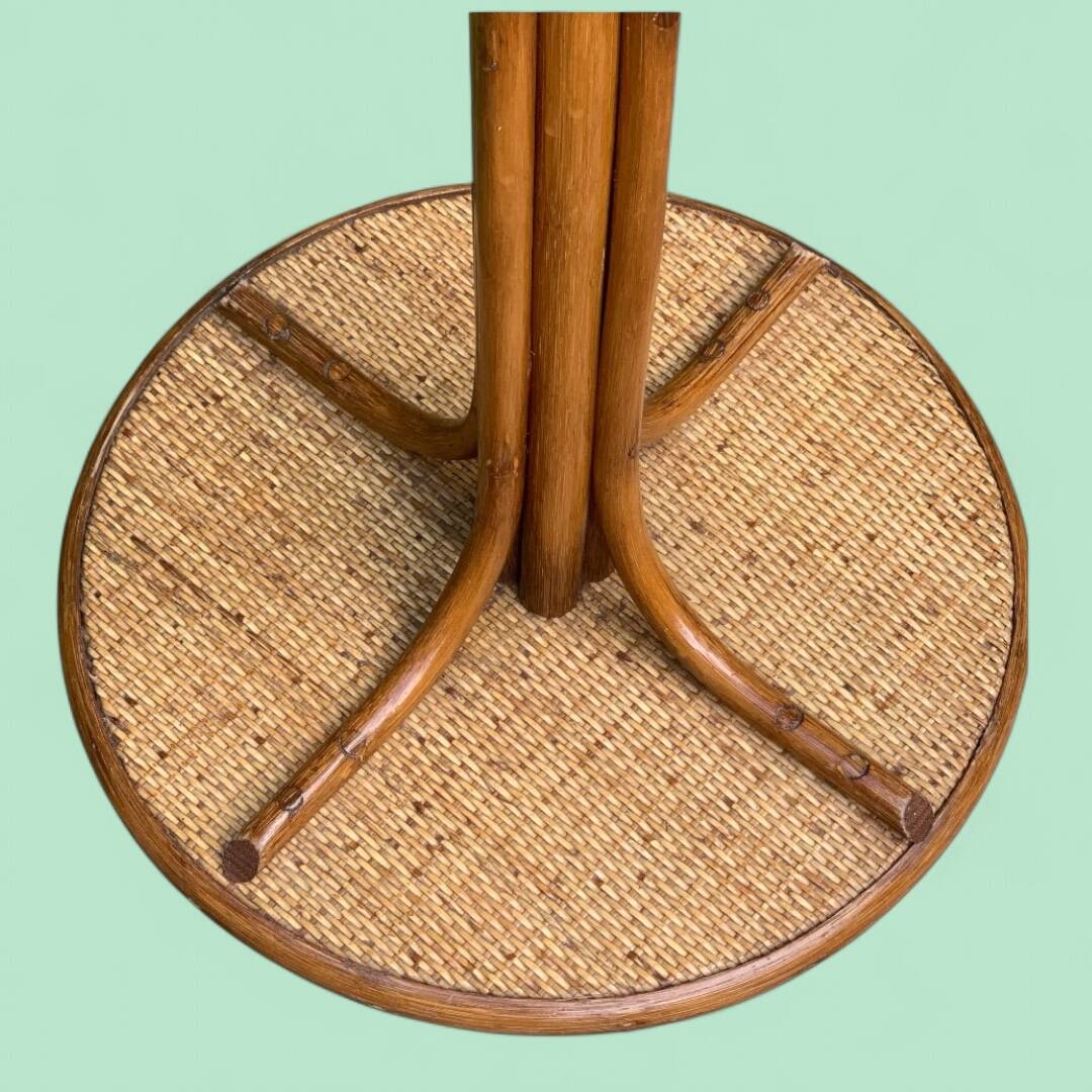 Perroquet portemanteau en rotin vintage 1970