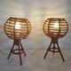 Pair of bamboo bedside lamps