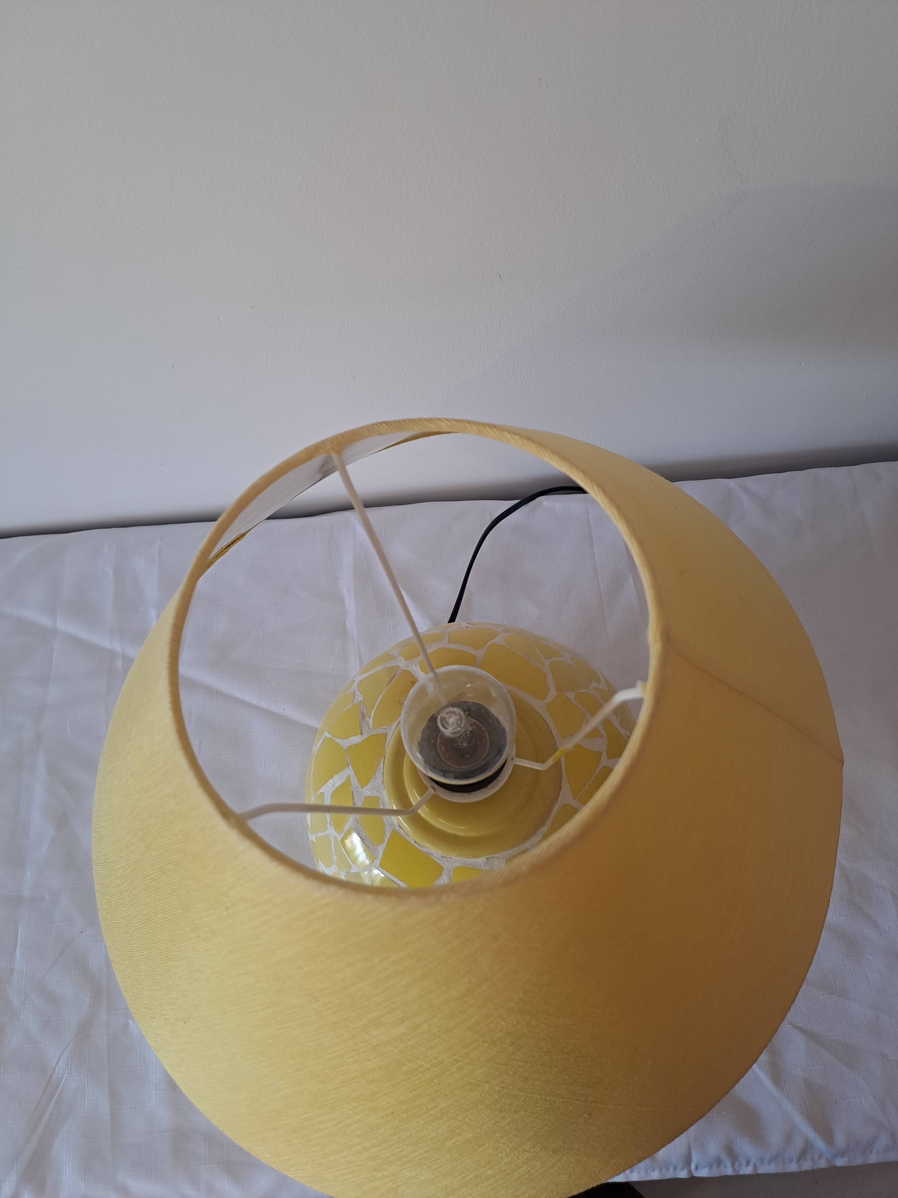 Yellow mosaic table lamp - vintage Mediterranean style