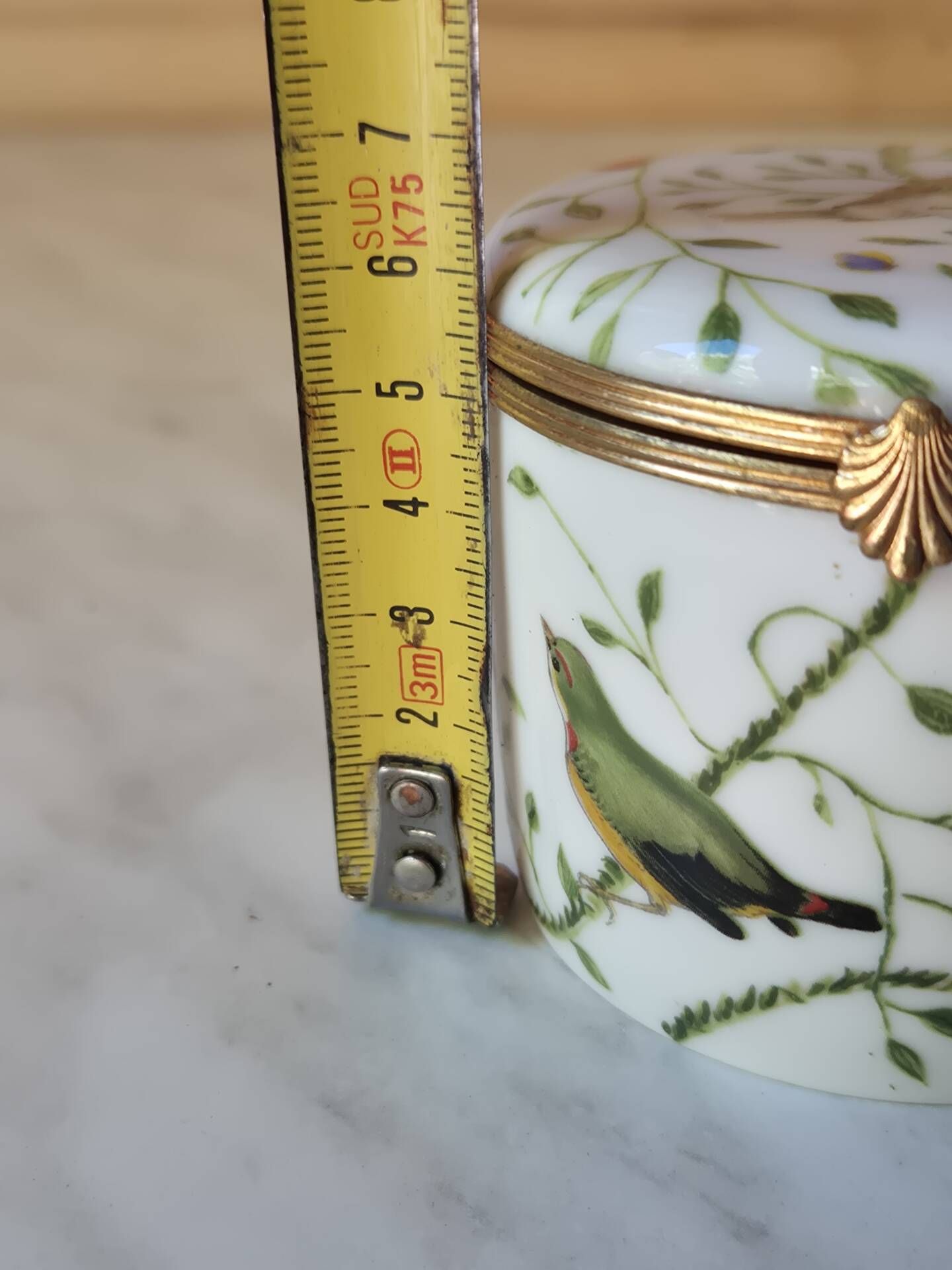 Vintage Raynaud Limoges Porcelain Box with Birds & Floral Decoration