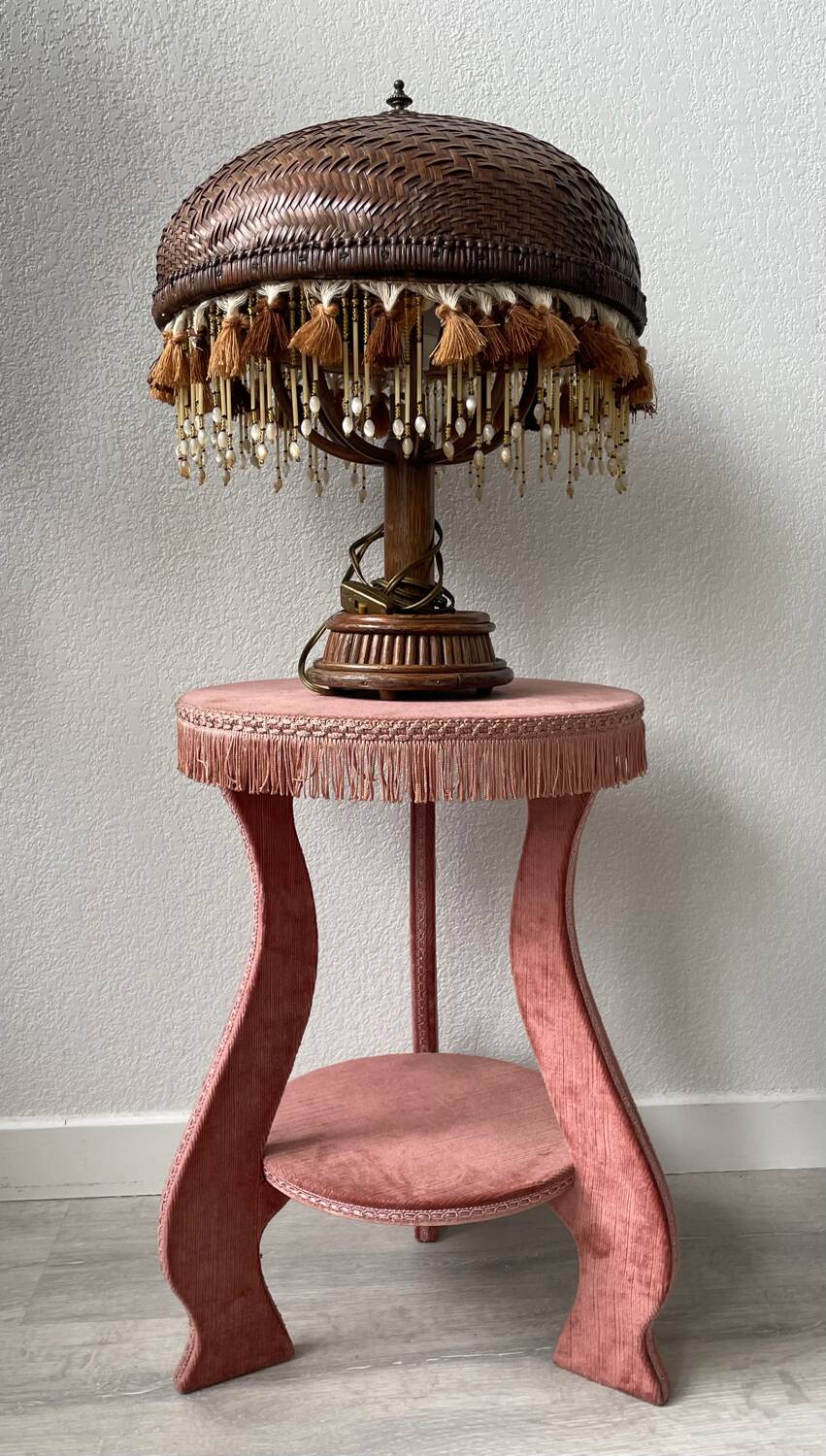 Vintage 80s velvet side table
