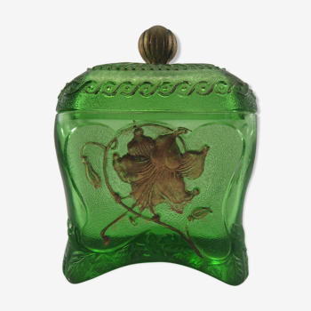 Former candy moulded glass pressed gold green Cristallerie de VALLERYSTHAL