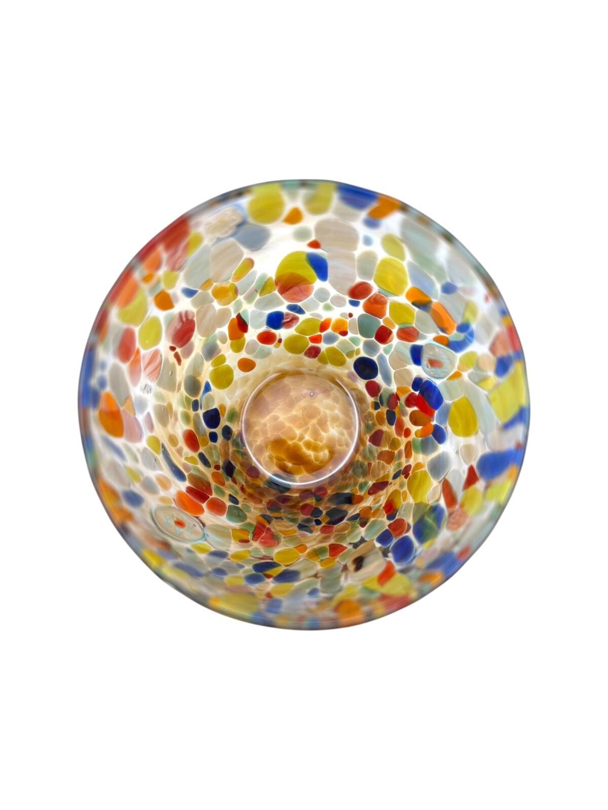 Set of 6 blown glass glasses from Venice with Effetre Murano murrine.