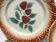 4 dessert plates Digoin fruit with a red rim