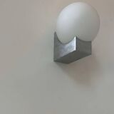 Pair of vintage wall lights, metal and opaline, France 1970