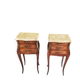 Pair of rosewood bedside tables with marble top