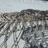 flat basket cut center table in woven metal