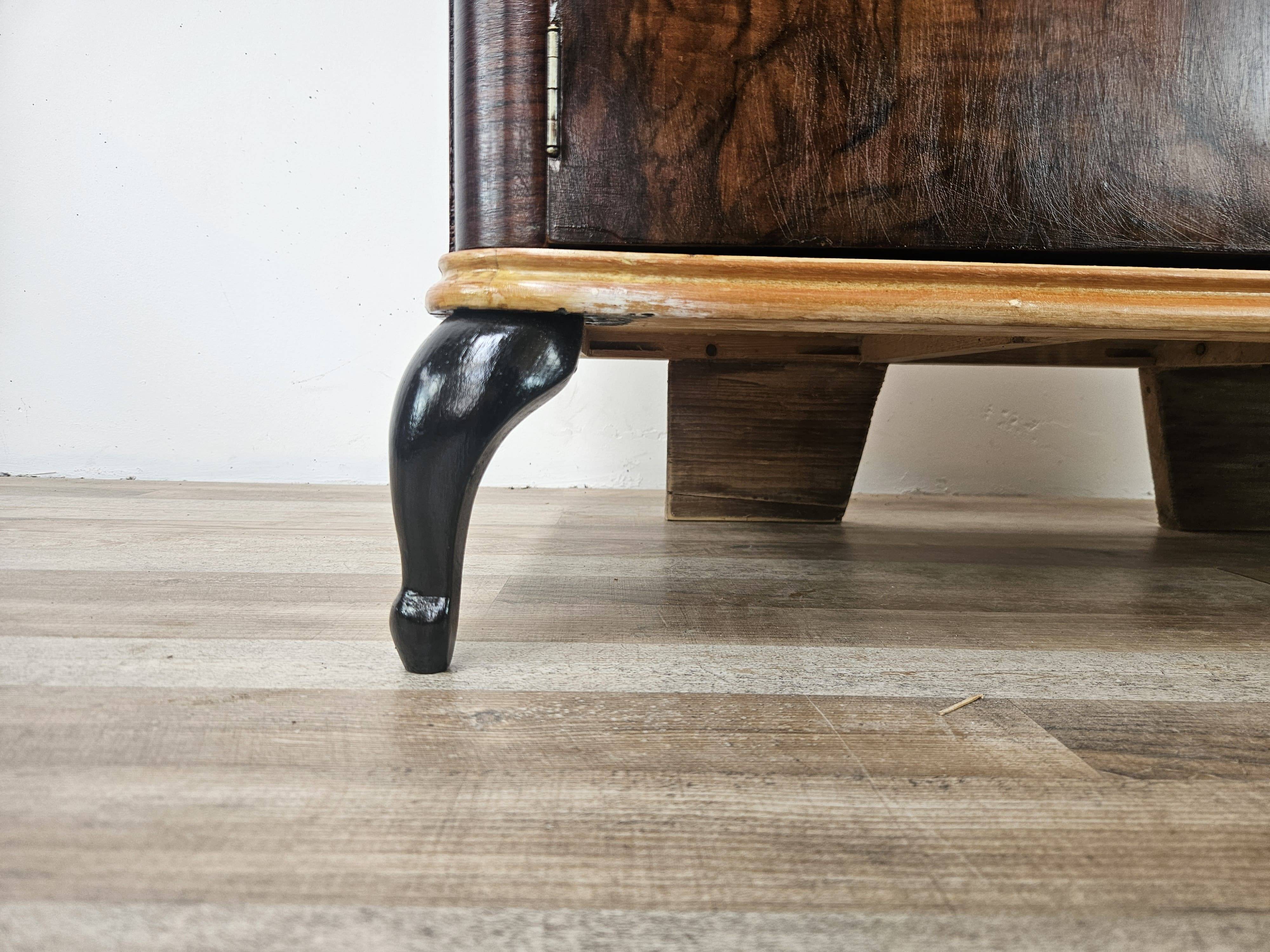 Mahogany burl dressing table with white marble top