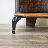 Mahogany burl dressing table with white marble top