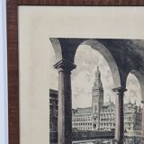 Etching "Town Hall in Hamburg" by Albrecht Bruck