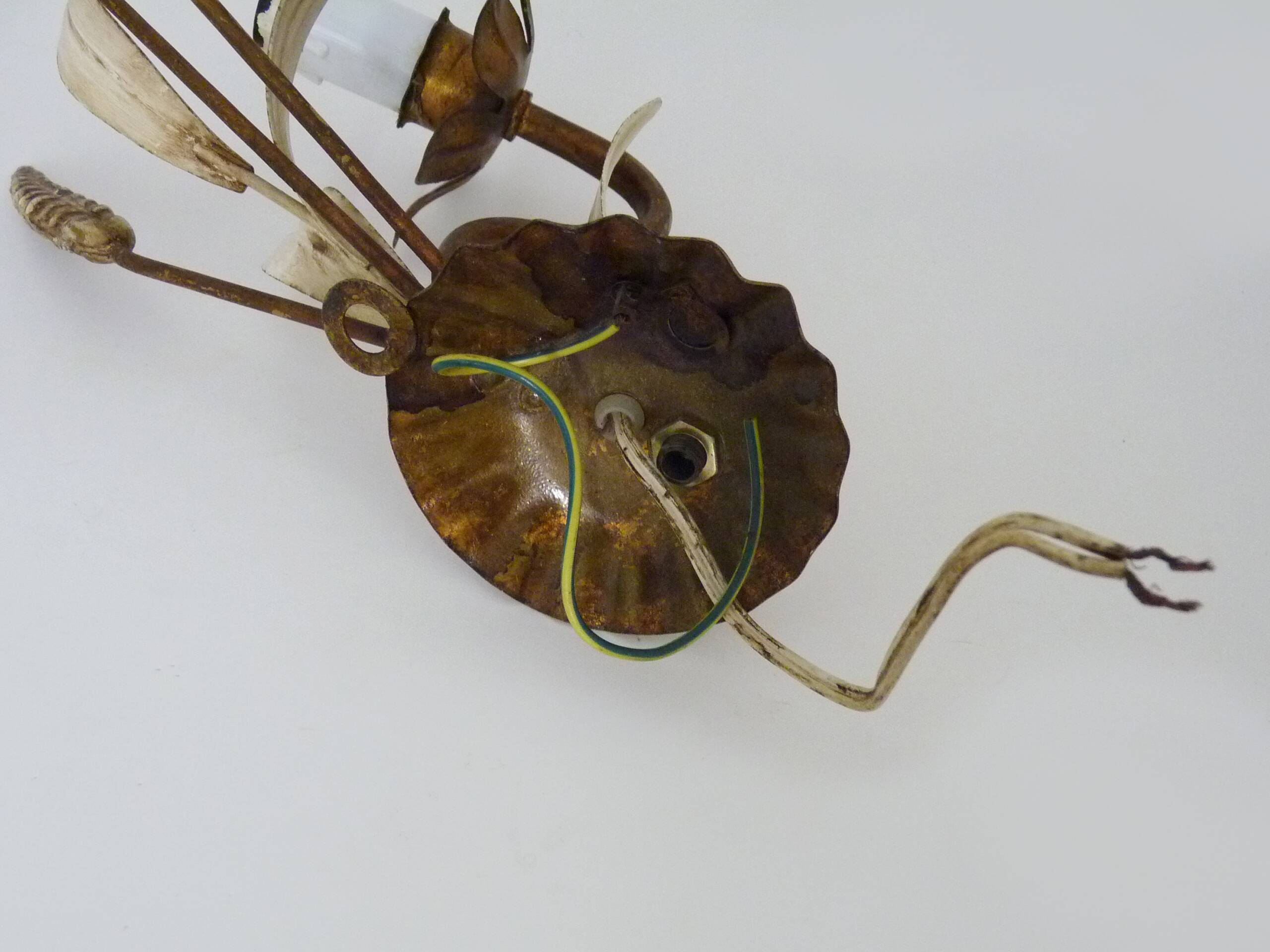 Vintage wall light with golden wheat ears Maison Masca Florence 70s