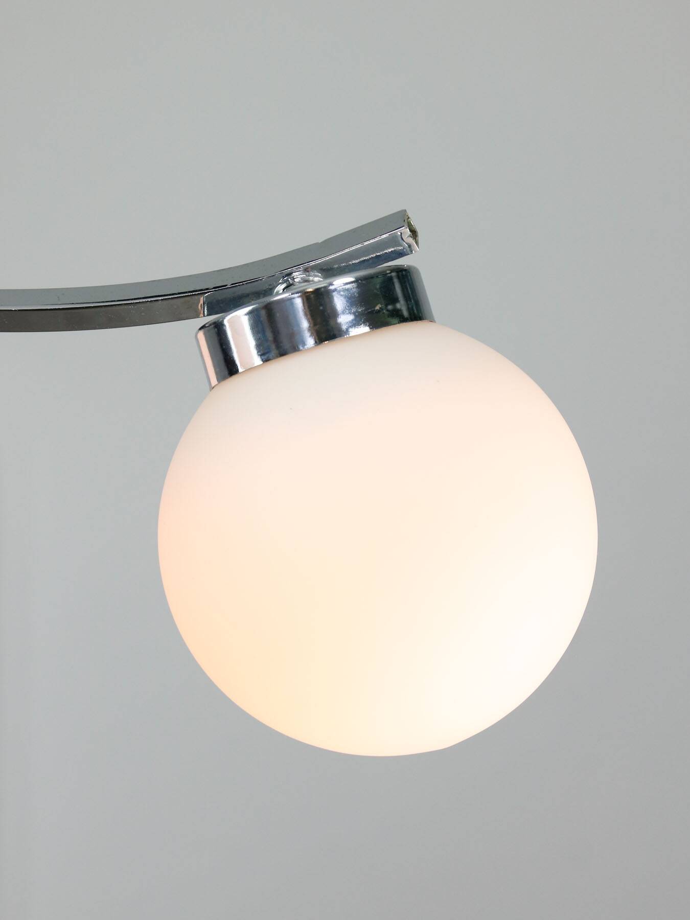 Mid-Century Italian Chrome and Opaline Chandelier