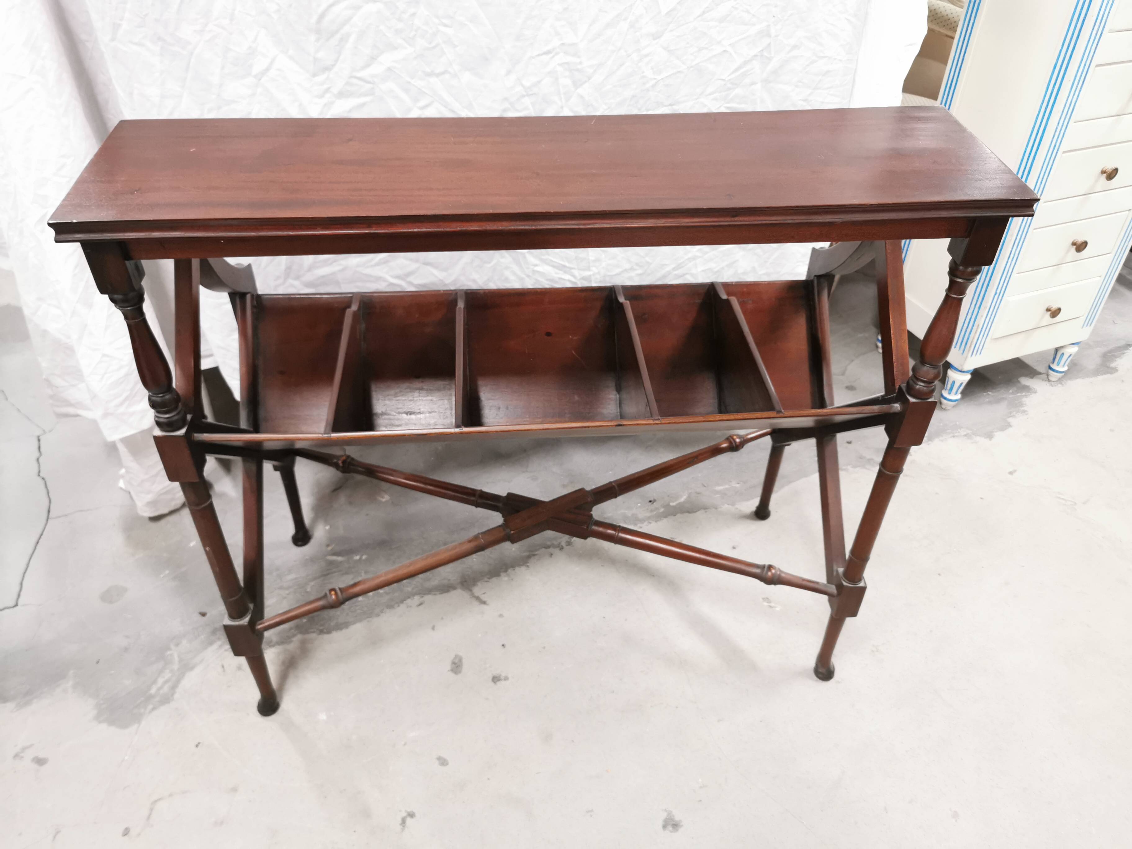 Two-tier mahogany magazine/vinyl rack