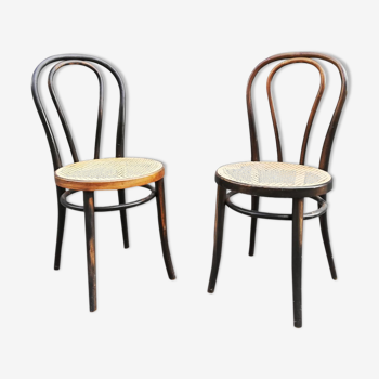 Pair of vintage curved wooden chairs