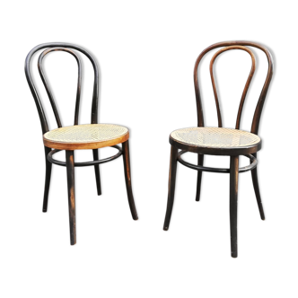 Pair of vintage curved wooden chairs