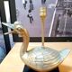 Lampe canard metal argente base base plexi noir 1970