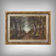 Important painting "Stroll in the Underwood", oil on canvas, signed L. Gourdon – 1896