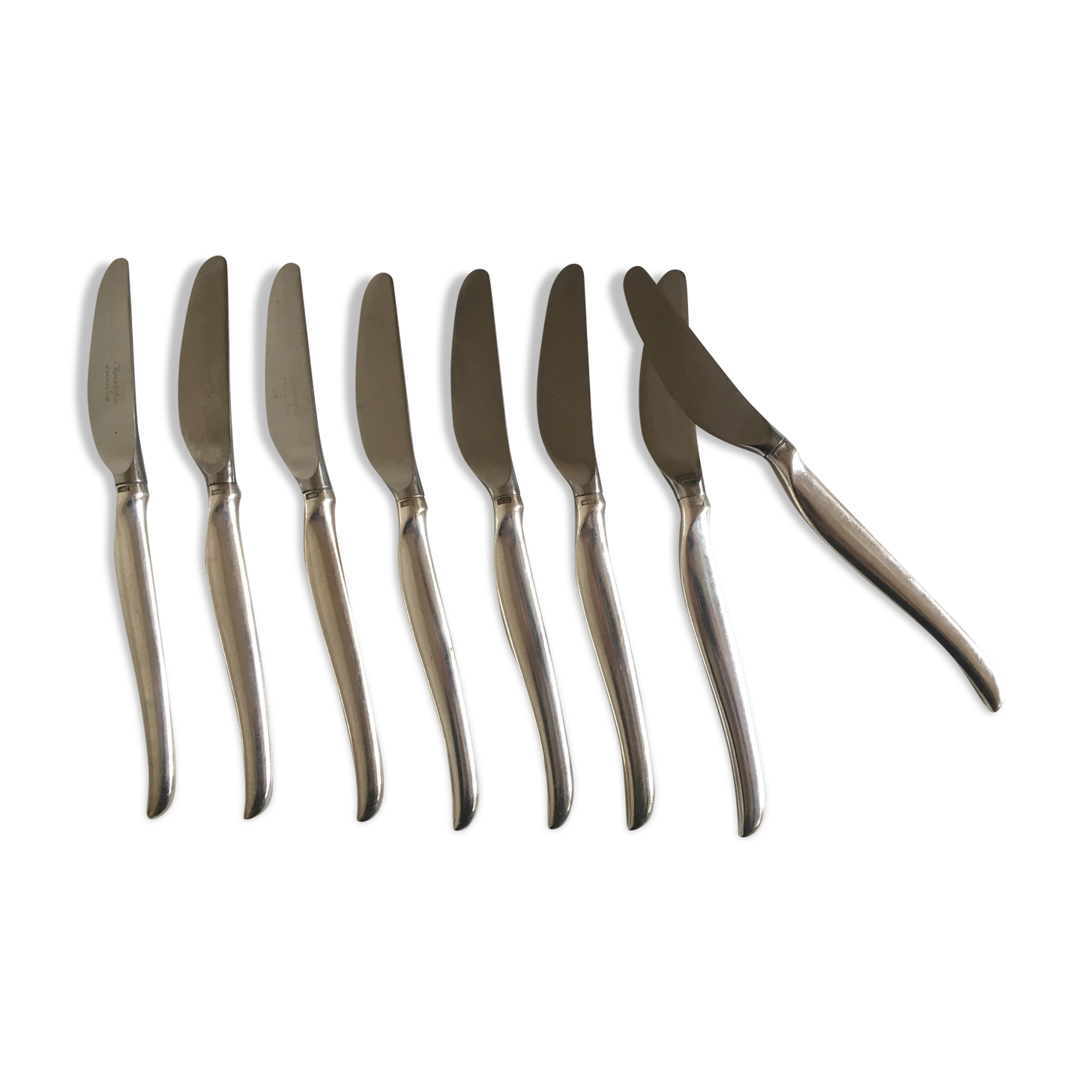 Set 8 knives 1960 Christofle silver metal space age