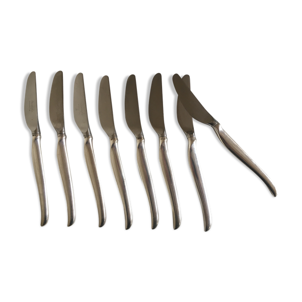 Set 8 couteaux 1960 Christofle métal argenté space age