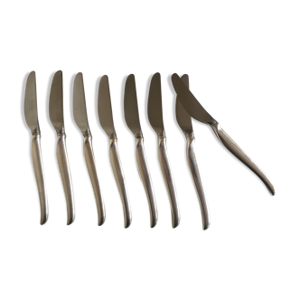 Set 8 couteaux 1960 Christofle métal argenté space age