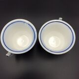 2 cups sarreguemines and digoin décor fleuri bleu