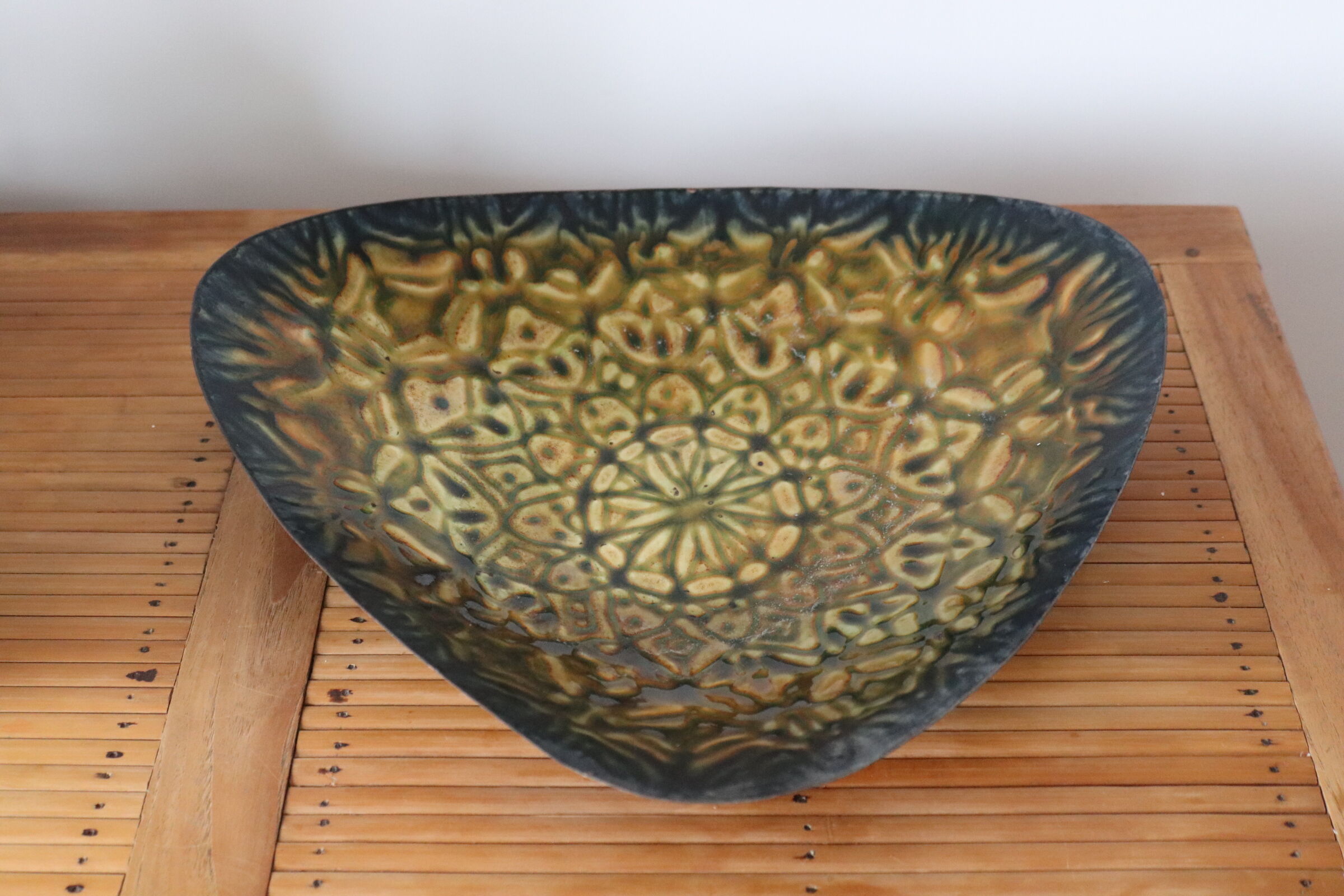 Vintage enamelled copper dish