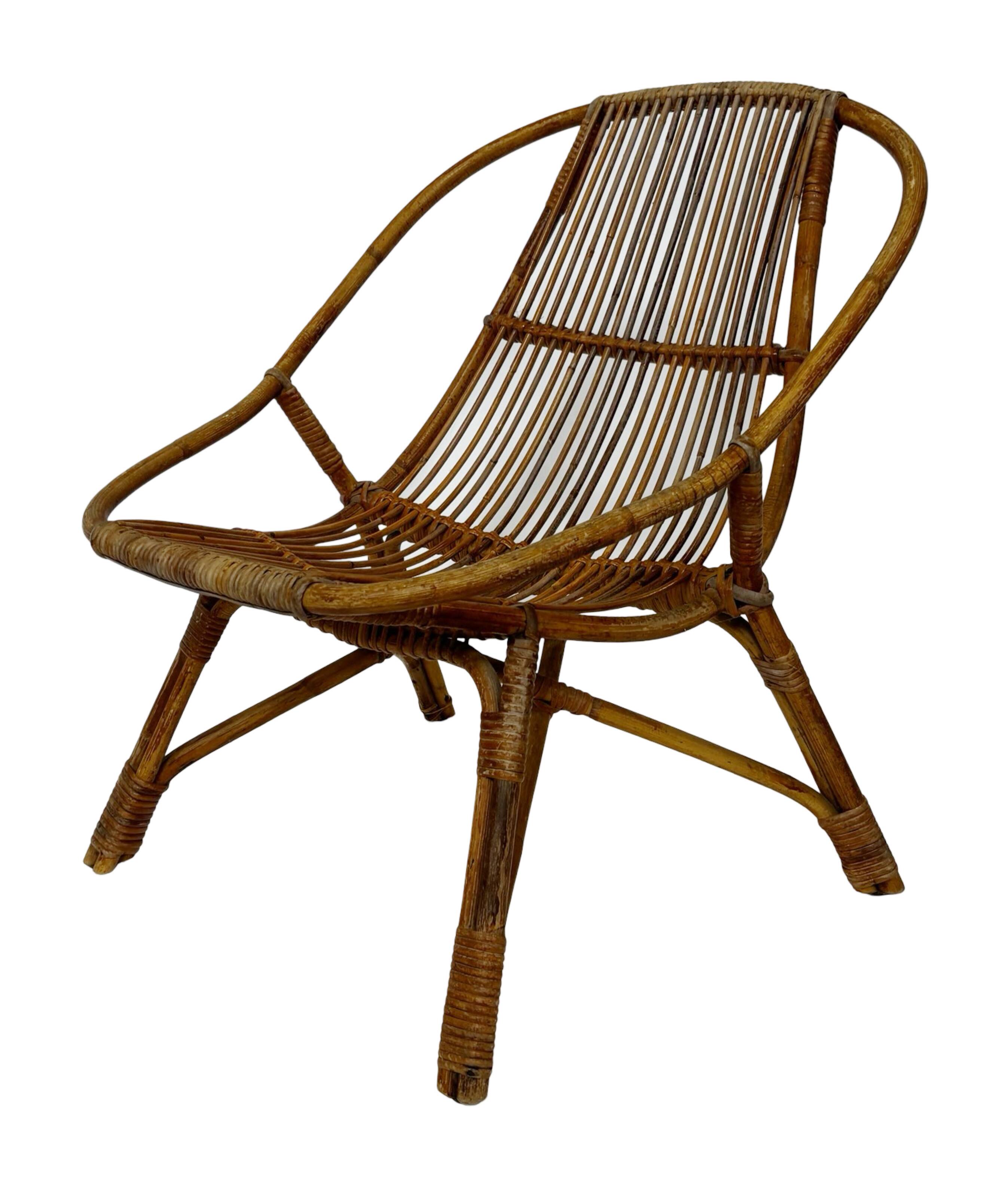 Vintage Rattan Chair Dirk Van Sliedregt Rohe Noordwolde 1960