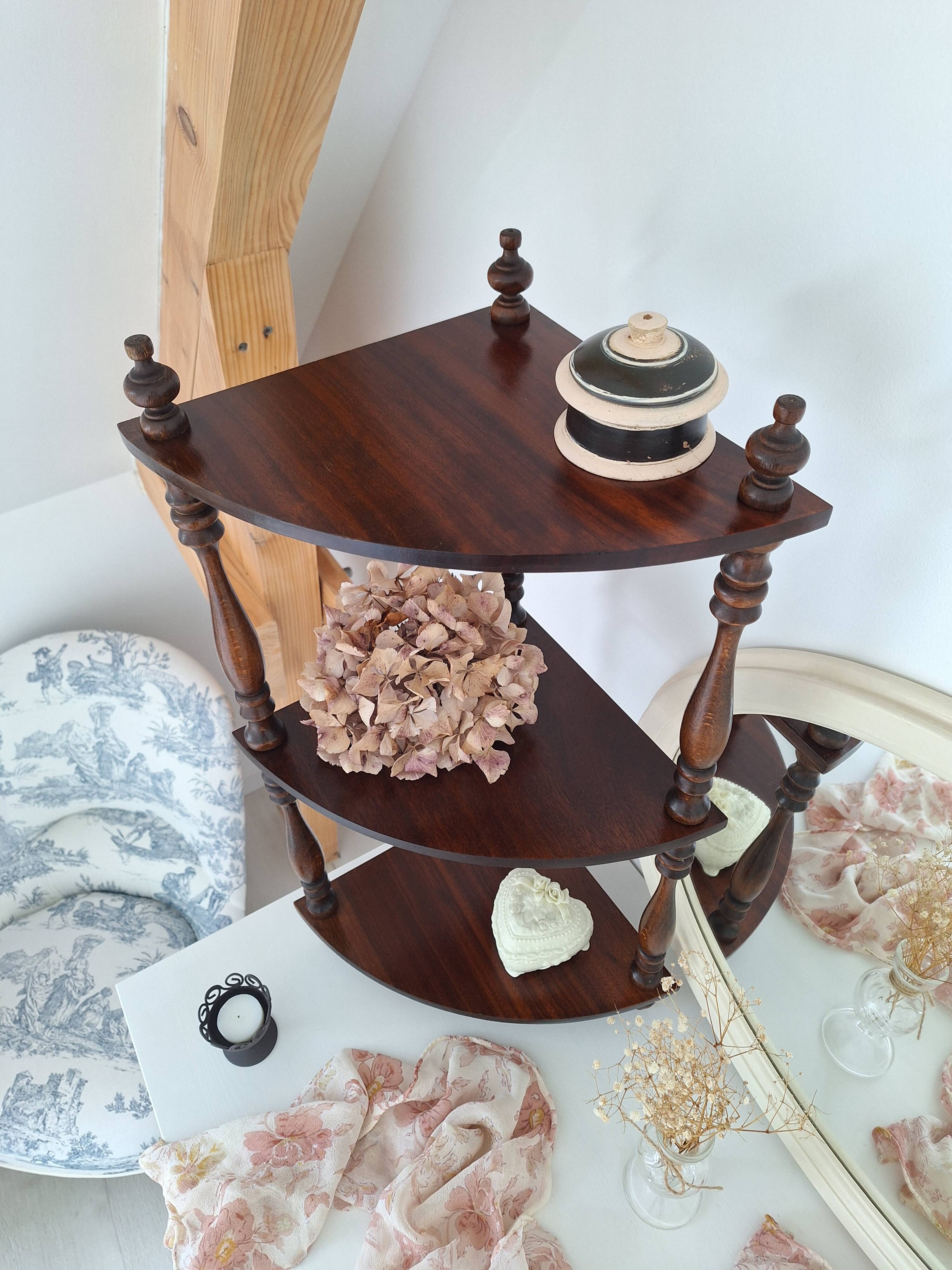 1970s wooden corner shelf