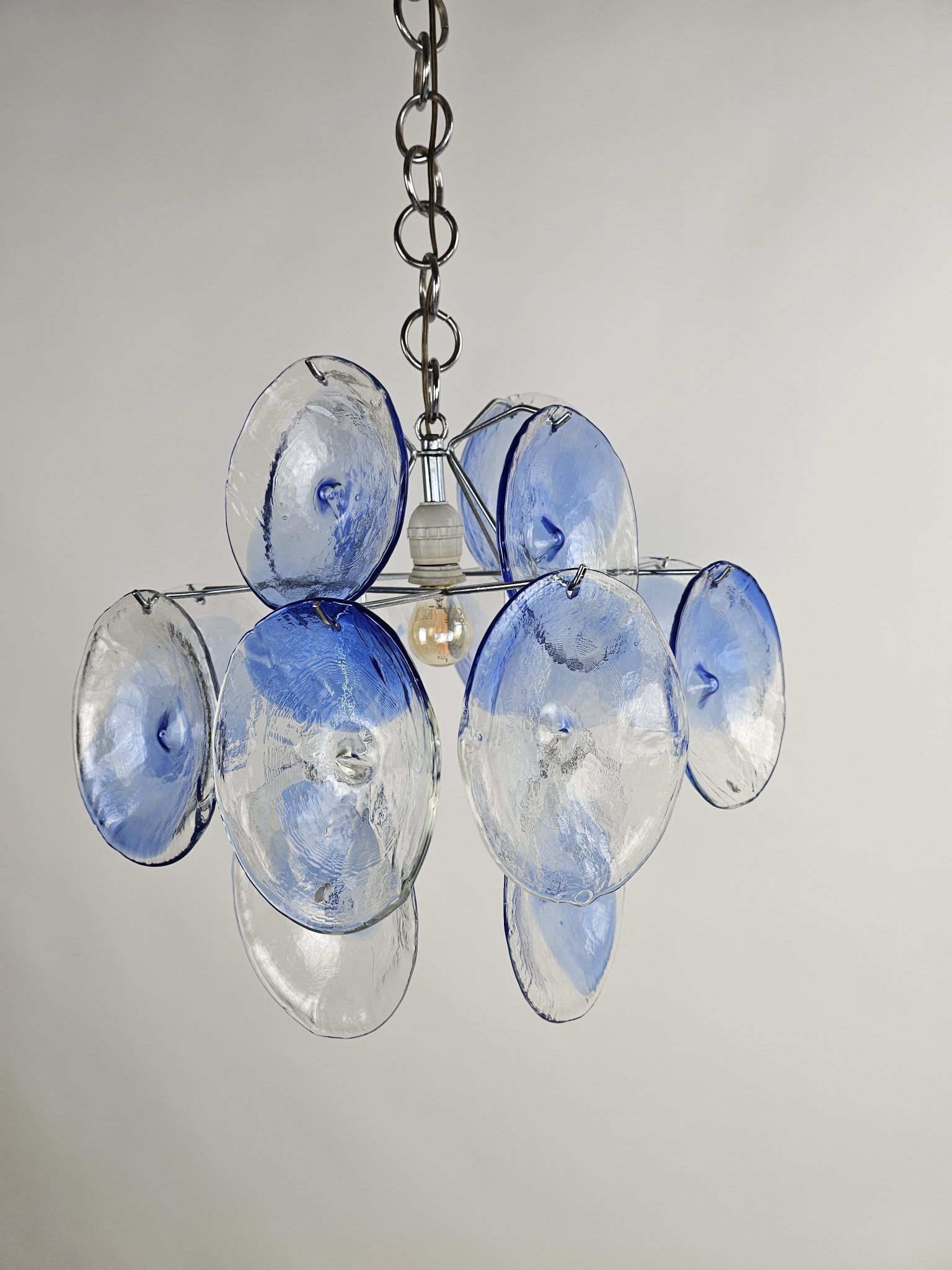 Lampe suspendue Disc bleue transparente Italie