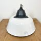 White Enamel and Cast Iron Industrial Pendant Light, 1960s