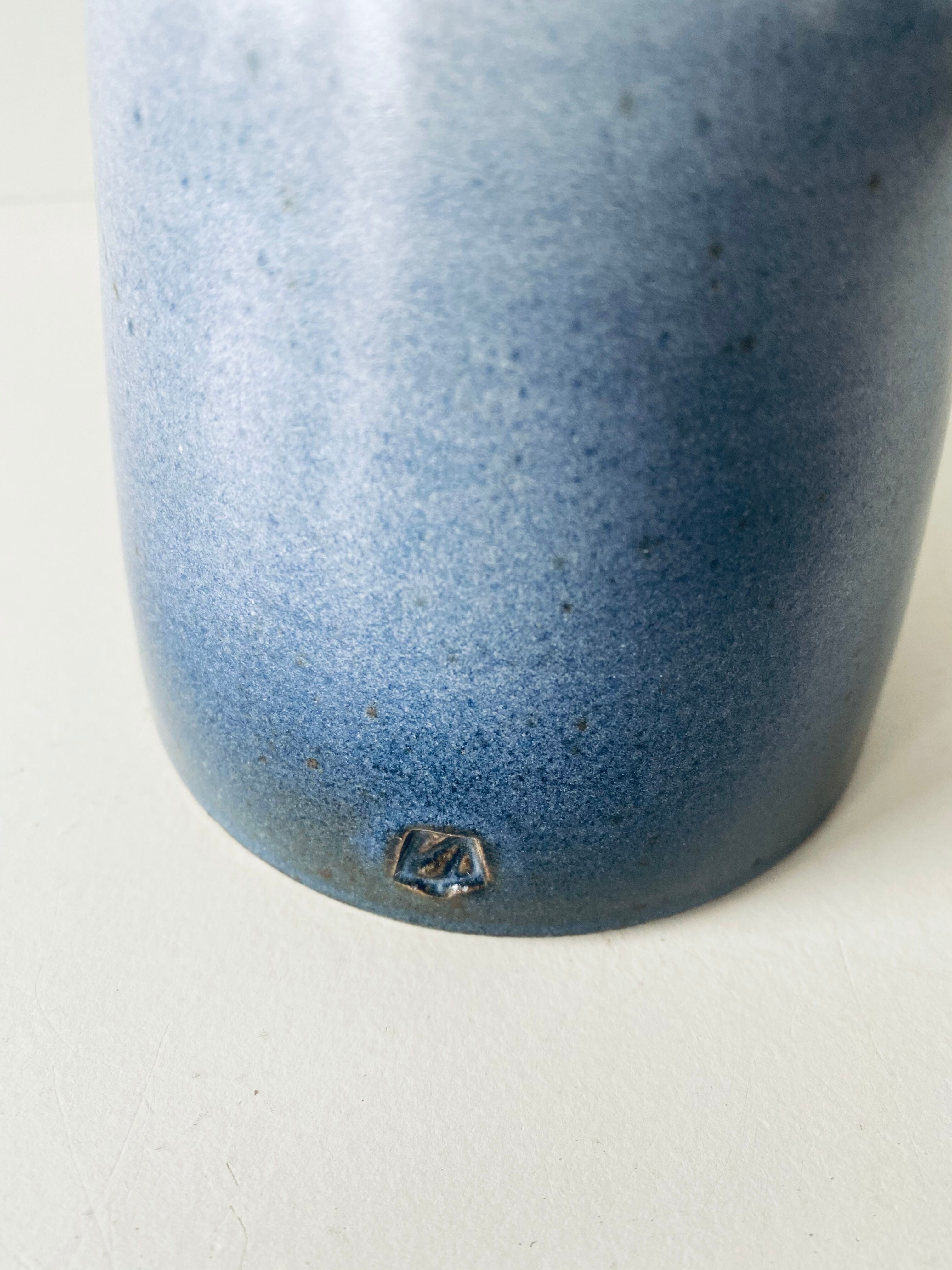 Signed blue sandstone soliflore vase