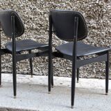 Coppia di sedie cassina da ufficio vintage in pelle nera, italia 1950, ottimo stato.