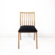 Chaise vintage Mid-Century à barreaux en bois massif avec assise à ressorts