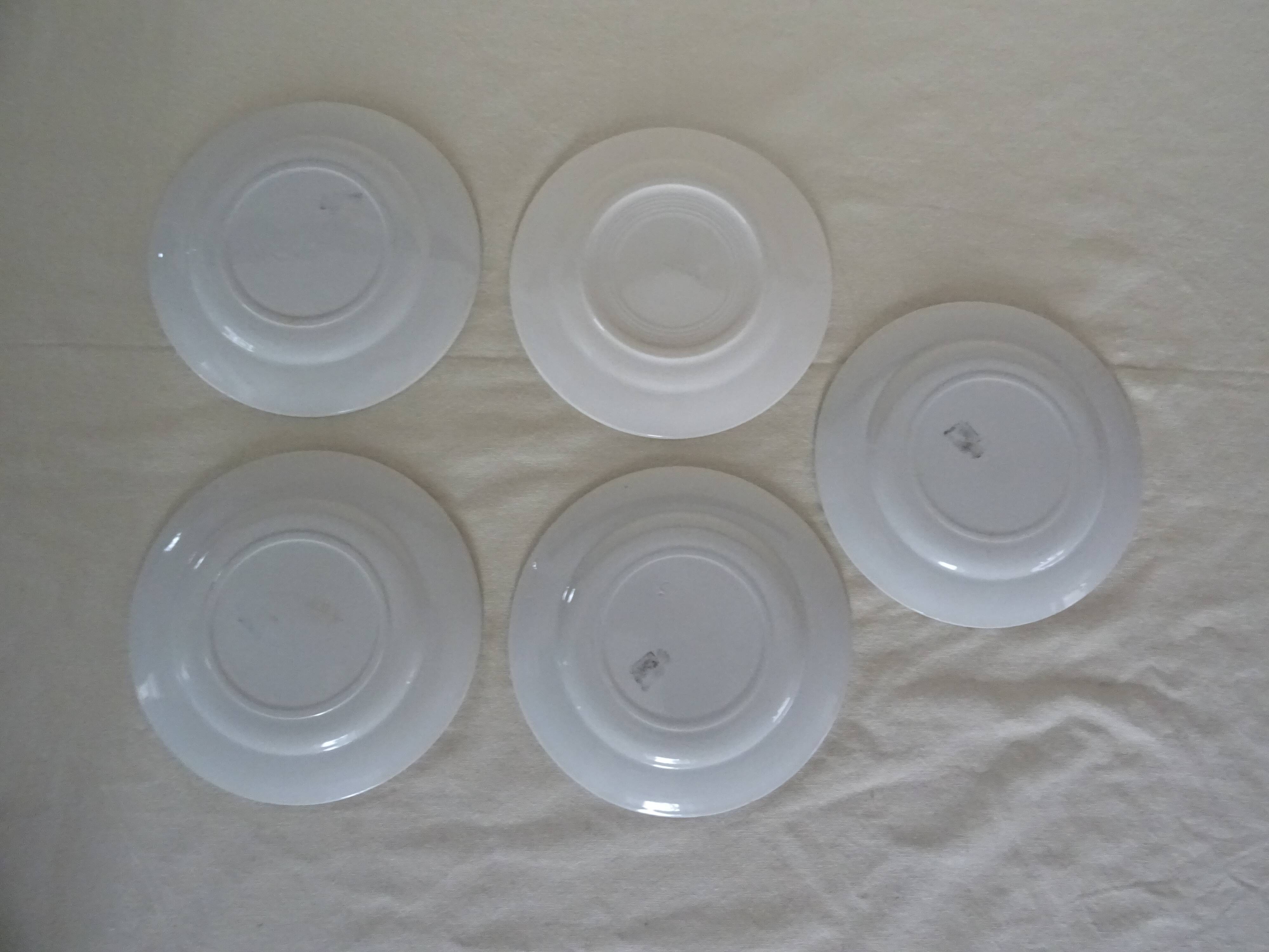 5 plates Luneville Badonviller old faience 385012 red flowers