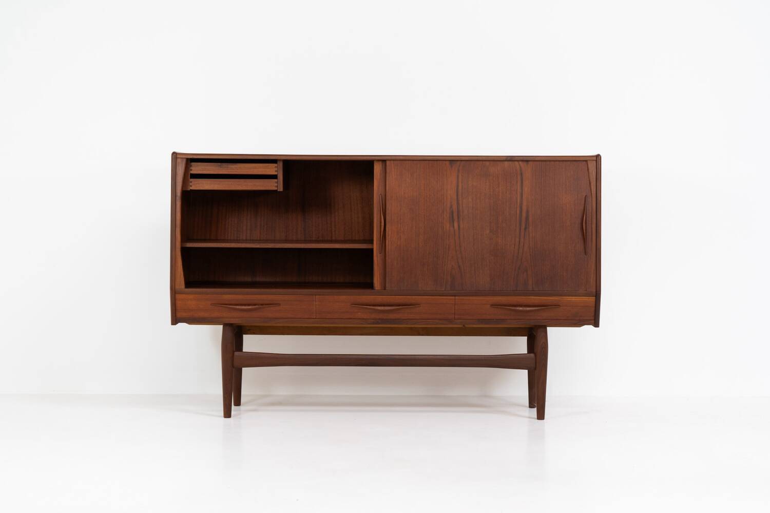 Teak highboard by Jensen & Mølholm (Denmark, 1960s).