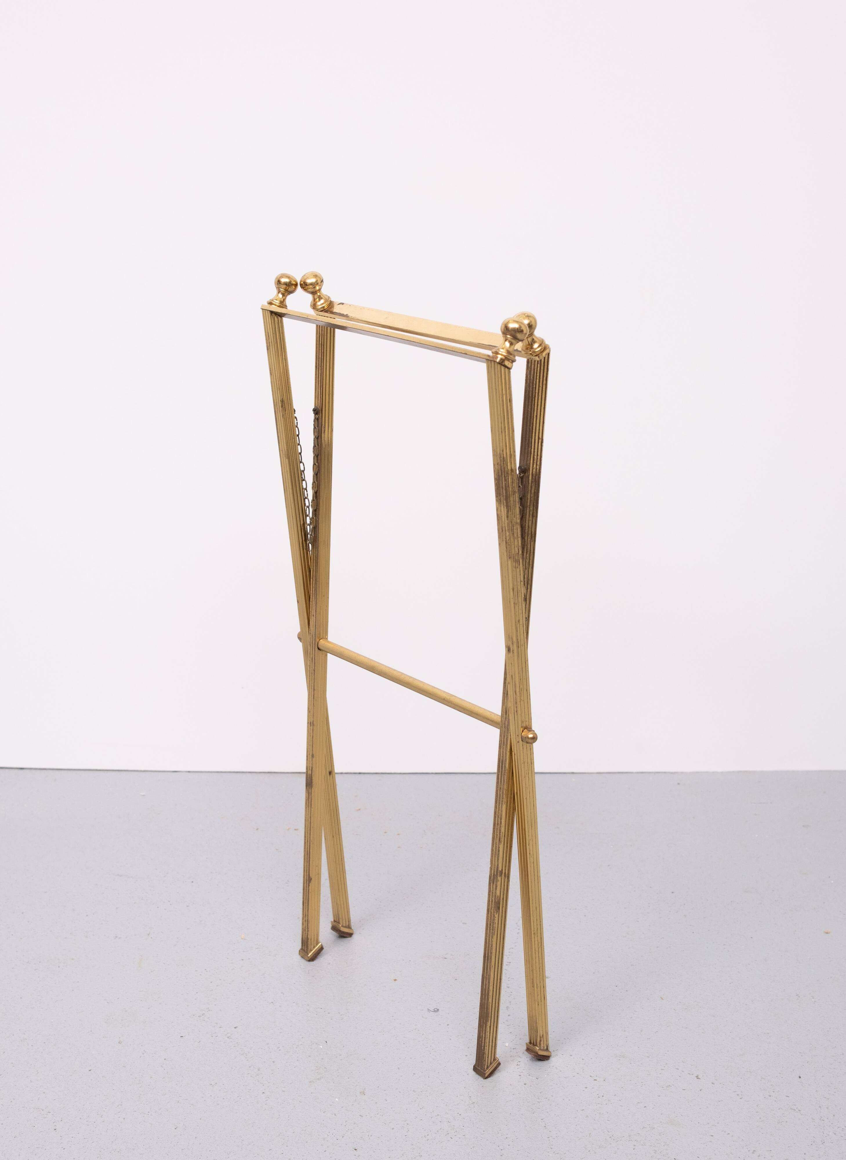 small Brass folding serving tray table 1970 France
