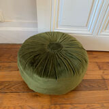 Olive green velvet pouf