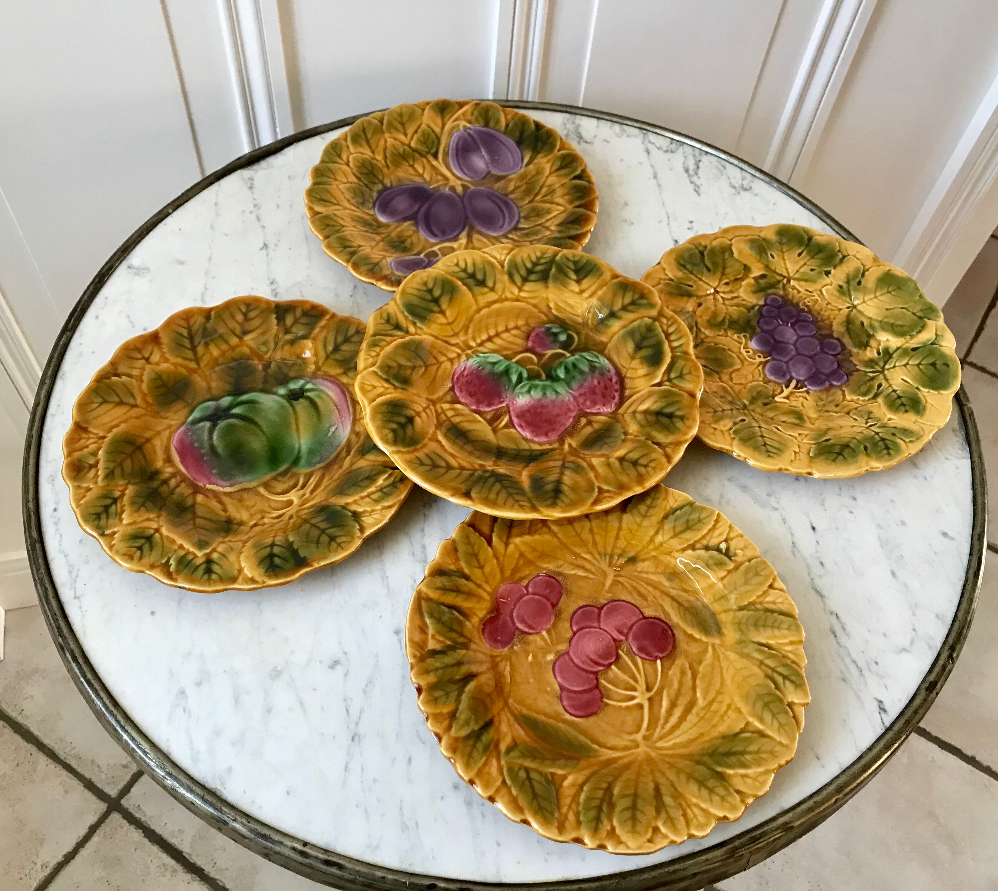 Set of 5 dessert plates in Sarreguemines 60s