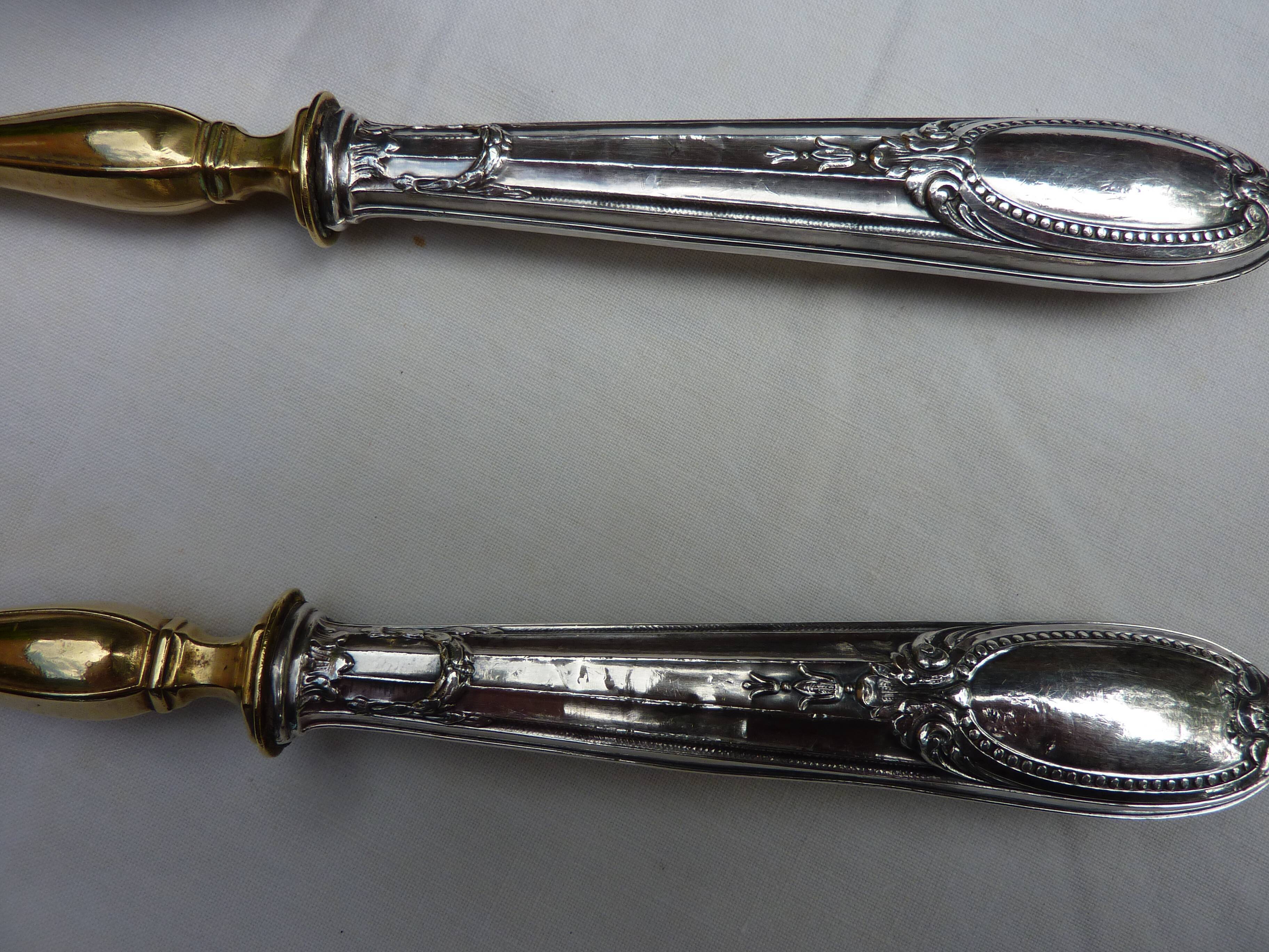 Filled silver salad serving cutlery, minerva hallmark