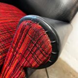 Set of 2 vintage black and red armchairs / armchairs / individual armchairs