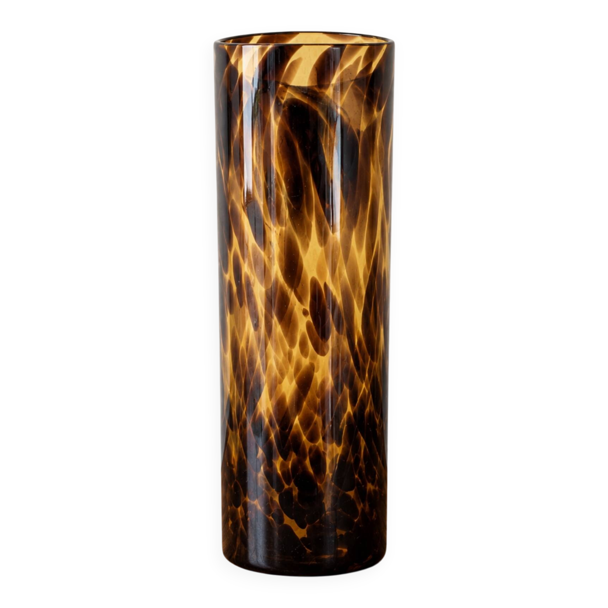 Large cylindrical vase in blown Italian glass – Tartaruga decor