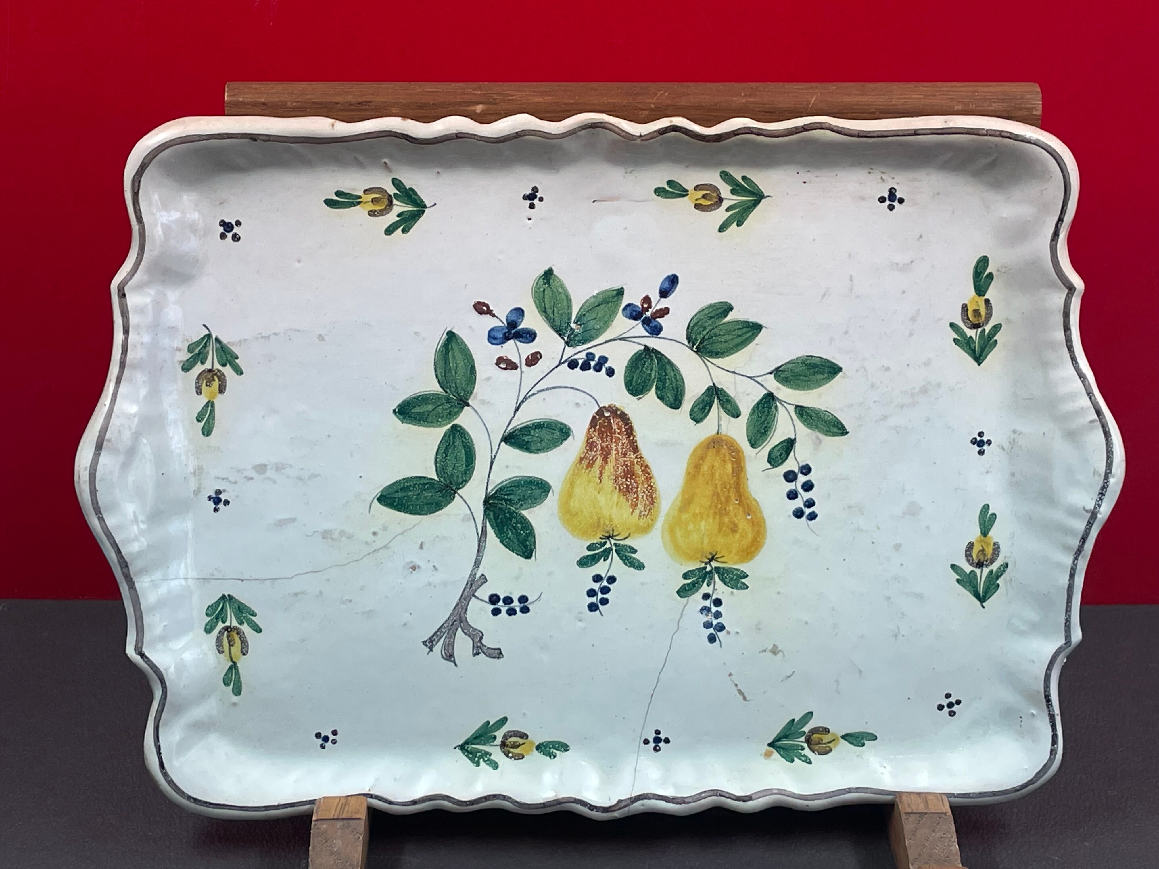 Faience Bannette dish with fruit decoration circa 1900
