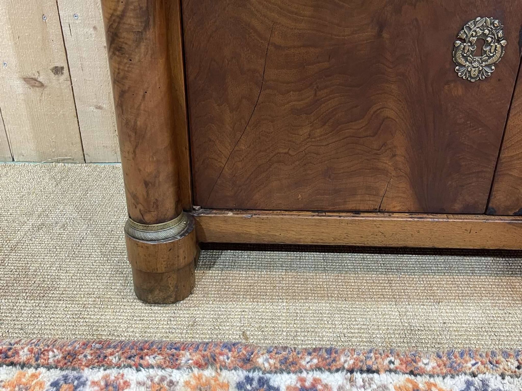 Empire period secretary in walnut, oak and black marble top
