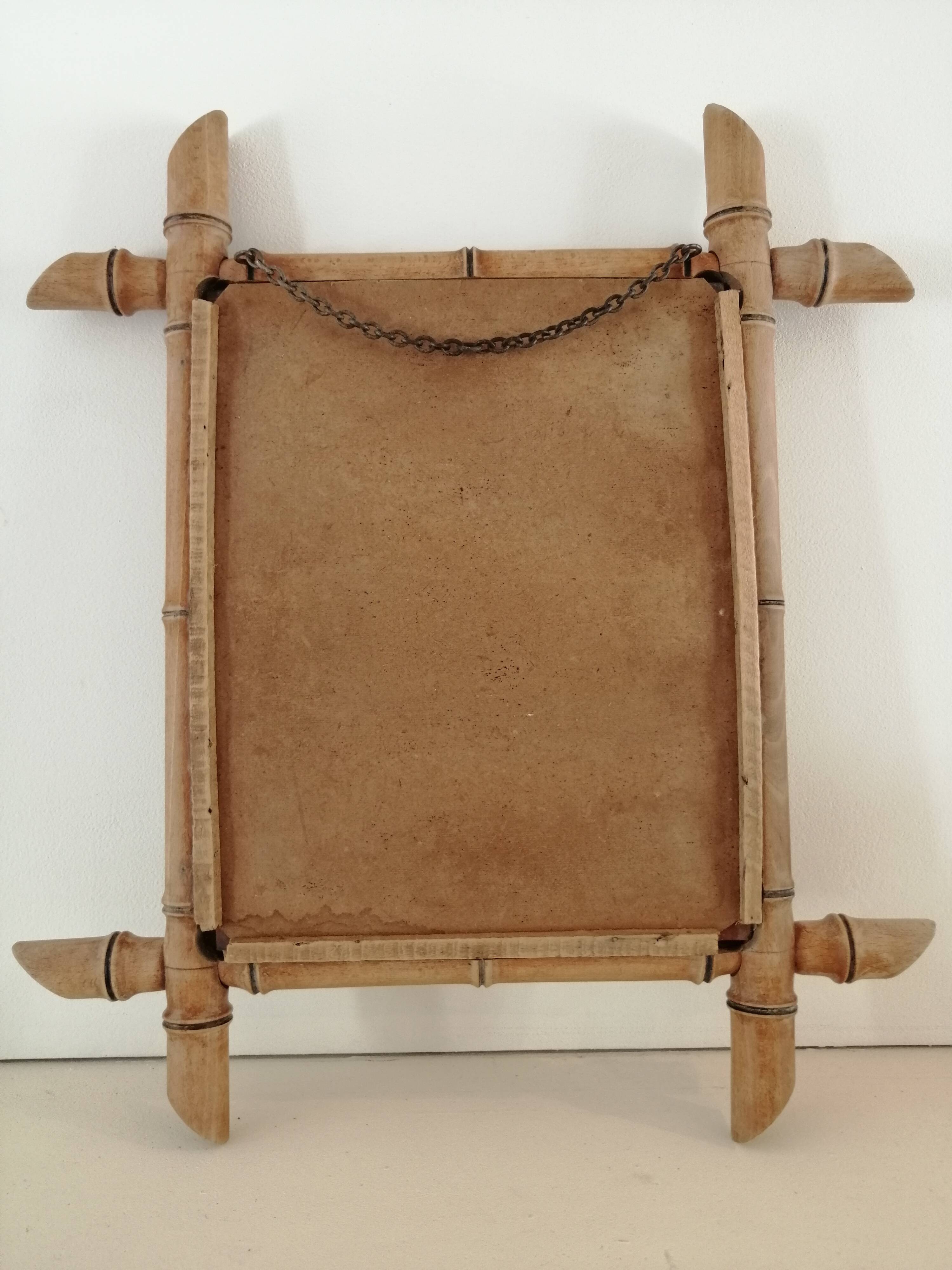 Set of vintage wood mirrors bamboo effect