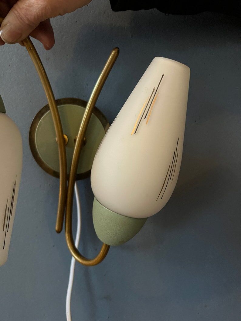 Mid-century opaline glass wall lamp