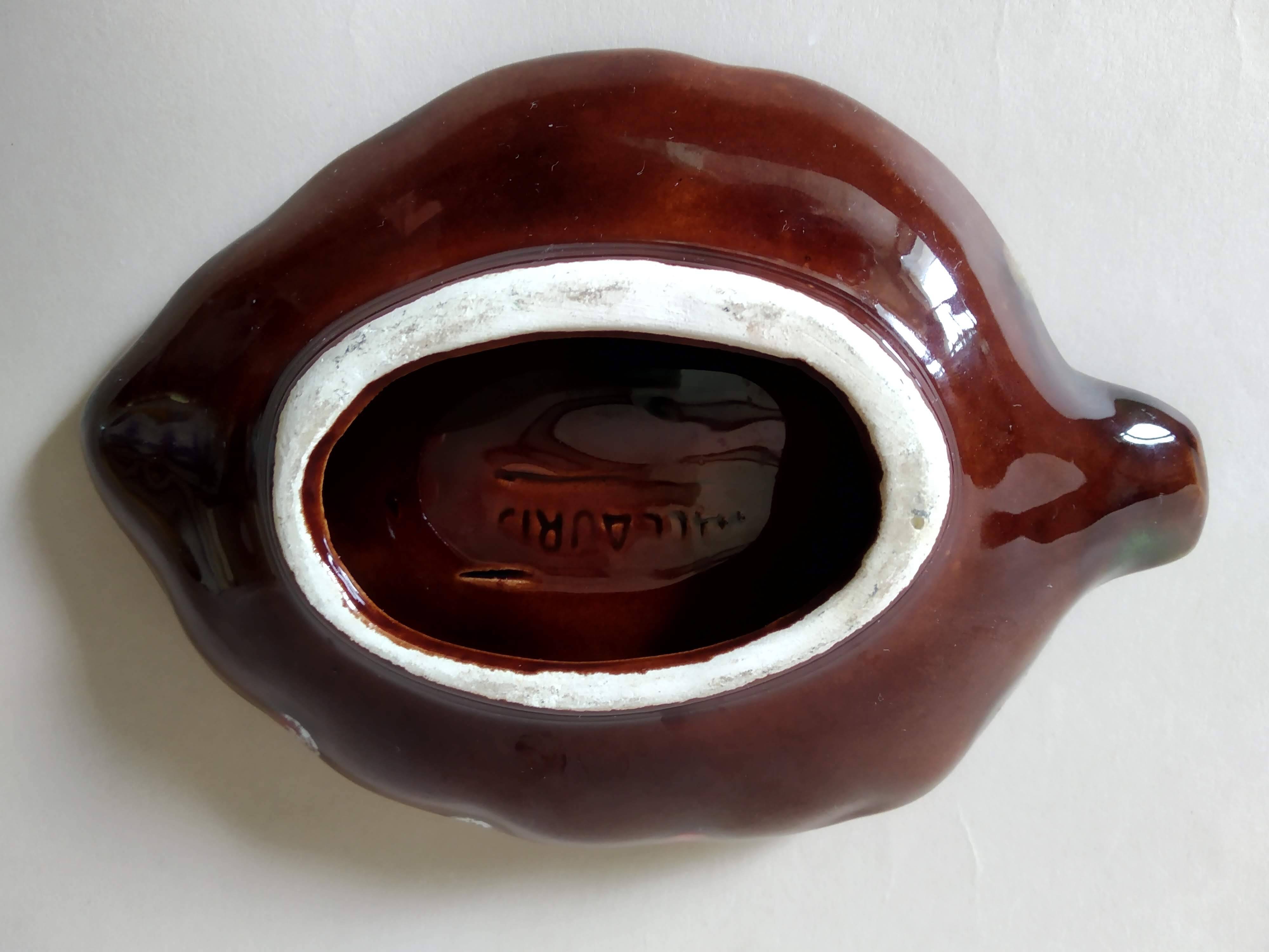 Vallauris vintage leaf ashtray bowl empty pocket