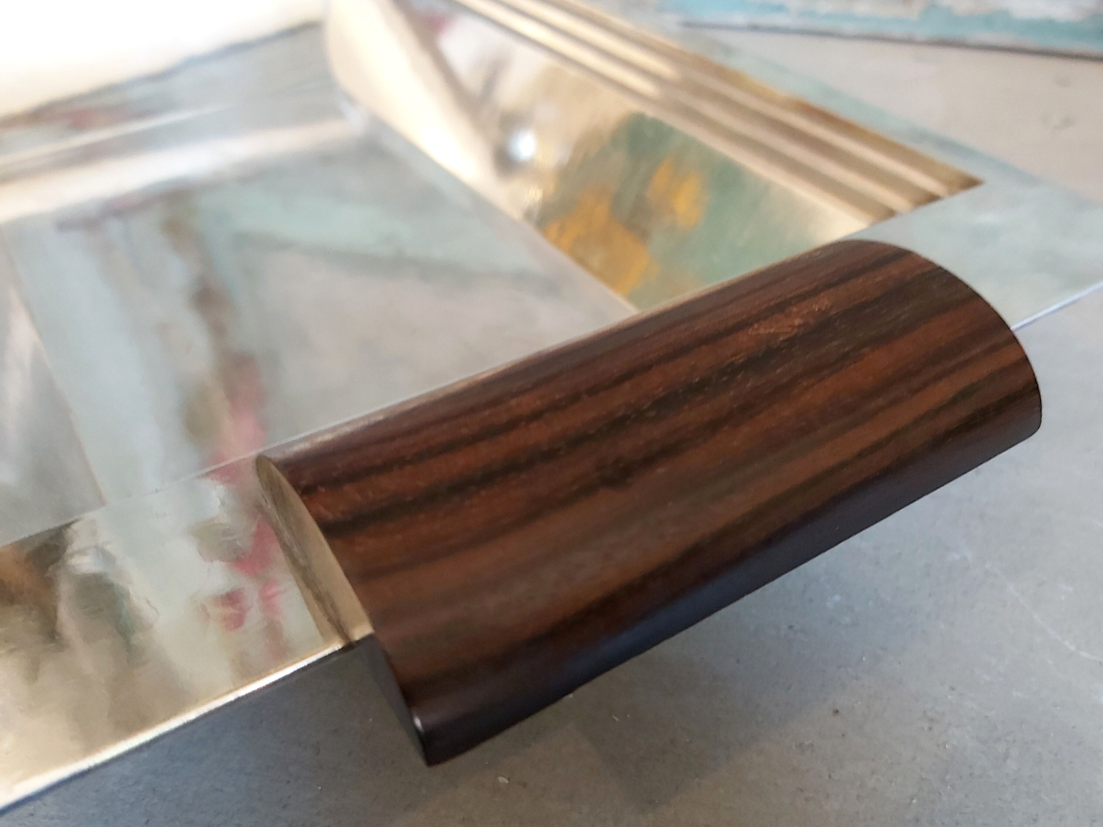 ARGIT French tray, Art Deco, silver plated and made of rosewood, from the 1930s