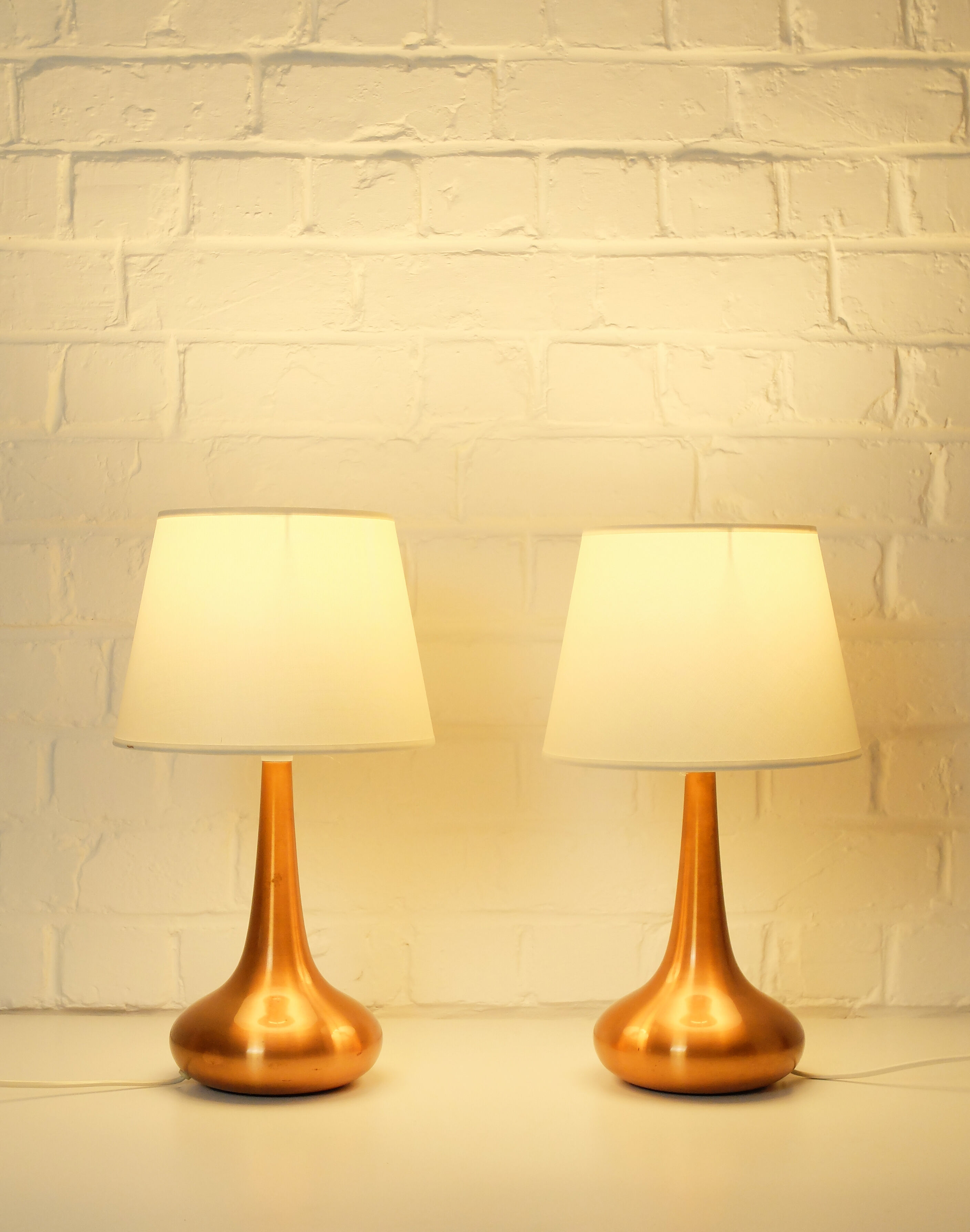 Pair of table lamps Orient copper finish Jo Hammerborg for Fog & Morup, Denmark, 1960s
